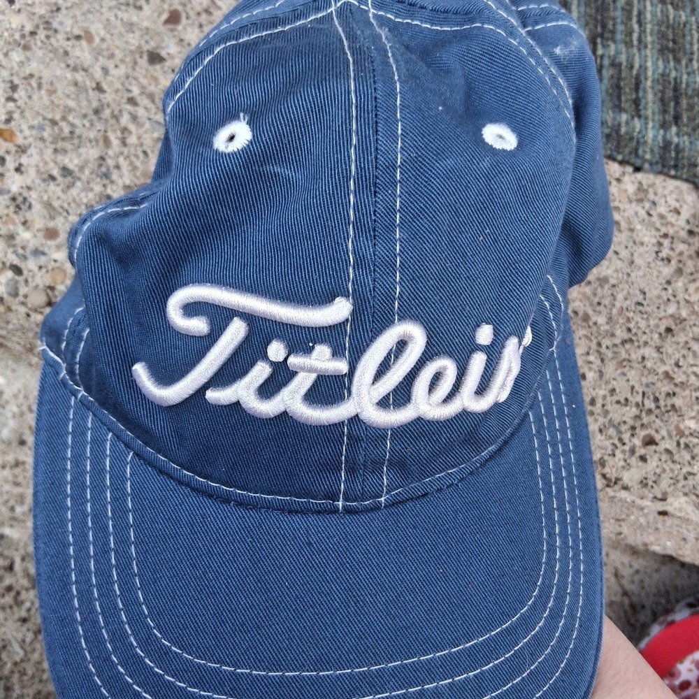 Titleist Golf Hat Cap Dark Blue Tour‎ Strapback EUC